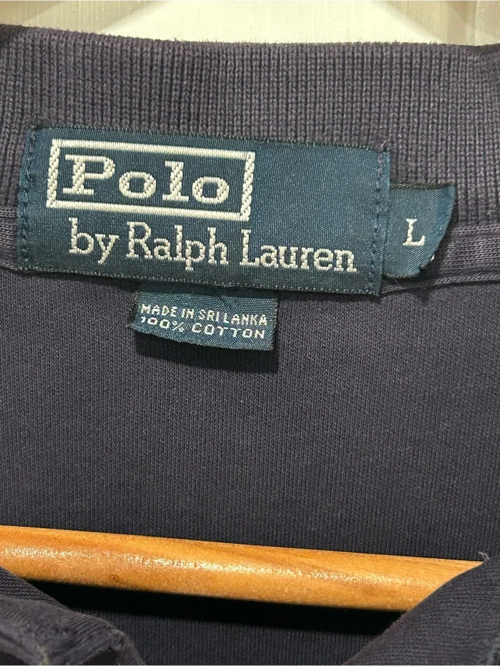 Polo Ralph Lauren Cotton Classic Solid Long Sleeve Polo Shirt Navy Blue Men's L